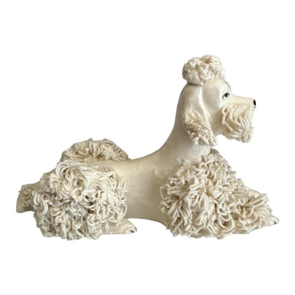 Vintage Cream Ceramic Spaghetti Poodle Laying 3.24”x2”x1” - Picture 7 of 11